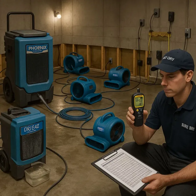 Structural Drying and Dehumidification process in Caruthers, CA